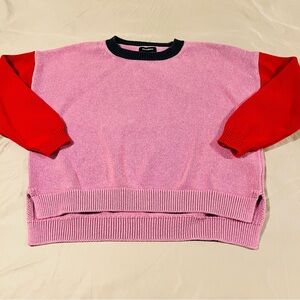 525 America Pink and Red Crew Neck Sweater